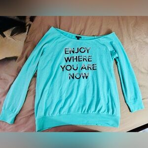 Torrid Teal Knit Top Off one Shoulder